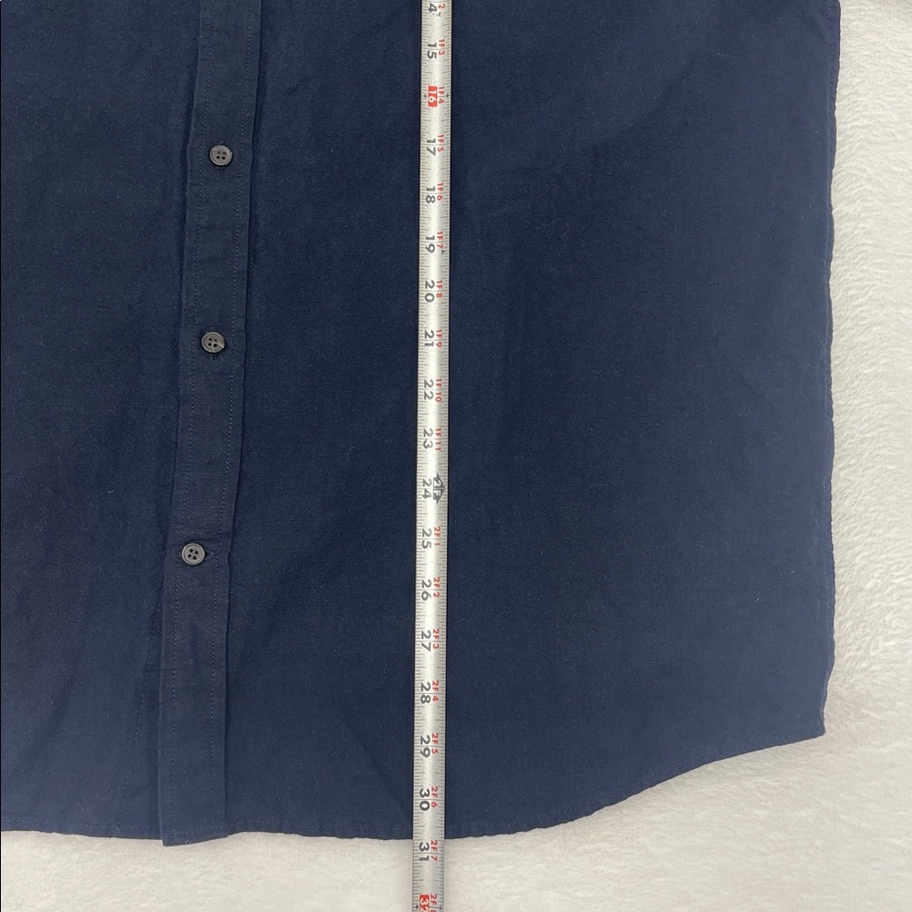 Banana Republic Untucked Fit Linen Long Sleeve Button Shirt Navy Blue Sz XL - Picture 6 of 6